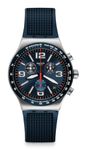 Swatch 1901 Irony Stainless Steel Quartz Rubber Strap, Blue, 21 Casual Watch