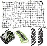 Seah Hardware 4' x 6' Cargo Net for Truck Bed Stretches to 8' x 12' | 24 Pieces Universal Hooks| 5 mm Diameter Small 4" x 4" Mesh Truck Net