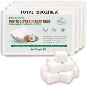 EDSRDRUS 8LB White Glycerin Soap Base DIY Handmade Moisturizing Melt and Pour Soap Base for Crafting, Vegetable Glycerin & Coconut Oil, Easy to Cut, Unscented 4pack, 128oz(8LB)