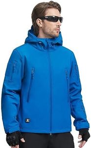 FREE SOLDIER Men's Outdoor Waterproof Soft Shell Hooded Military Tactical Jacket (BrightBlue/XL)