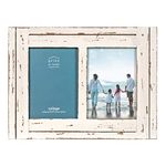 Prinz 2 Opening Homestead Antique Wood Collage Frame, 5 x 7", White