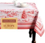 Maison d' Hermine Table Cloths 100% Cotton 54 Inch x 54 Inch Decorative Washable Square Tablecloth, Dining, Kitchen, Parties, Winter Jouy - Thanksgiving/Christmas