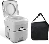 Weisshorn Portable Toilet, 20L Camping Toilets Flush Travel Squatty Potty Outdoor Camp Hiking Caravan Car Boating Fishing Gear, 50 Flushes Waste Tank Grey