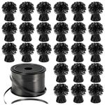 24 PCS Balloon Weights Metallic Anchor, Balloon Holder Heavy Weights with and 1 Roll Black Crimped Ribbon for Balloons Table Party Favor Birthday Decor(Black)