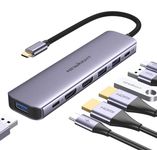 USB C to Dual HDMI Adapter, Newmight 7 in 1 USB C Docking Station Dual Monitor with 2 HDMI, 3 USB3.0, 100W PD, USB C 3.0 Ports, USB C HUB Compatible with Dell, HP, MacBook Pro Air, iPhone 15 Series