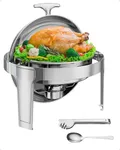 GAOMON 6QT Roll Top Chafing Dish Buffet Set,Stainless Seel Chafing Dish Set,Round Catering Food Warmer Server with Lid Water Pan Stand Fuel Holder for Wedding,Parties,Events and Catering