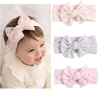 Yean Bandeaux en nylon pour bébé fille Nouveau-né Infant Toddler Bandeaux et nœuds Accessoires pour cheveux d'enfant (lot de 3)
