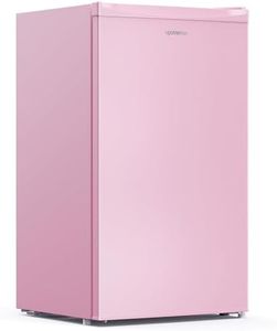 Upstreman 3.2 Cu.Ft Mini Fridge with Freezer, Single Door Mini Fridge, Dorm Fridge, Adjustable Thermostat, Mini Refrigerator for Bedroom, Office, Dorm, Pink-BR321