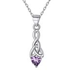 ChicSilver February Birthstone Necklace 925 Sterling Silver Heart Simulated Amethyst Pendant with Chain for Women Fashion Jewelry