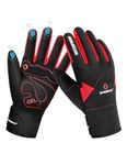 INBIKE Winter Ski Cycling Gloves Windproof Full Finger Running Gel Padded Bike Work Sport Motorcycle Biking (Red L)