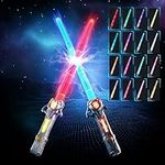 Skirfy Light Saber, 2 PCS Light Saber for Kids with FX Sound & 16 Colors, 2 In1 LED Light Saber Sword, Retractable Lightsabers, Dress Up Party Gift, Birthday Family Day Gifts for Kids