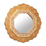 NOVICA Artisan Handmade Reverse Painted Glass Mirror Collectible Metallic Glasswood Peru Wall Decor Mirrors Floral 1001 Summer Nights Traditional [frame 17.25in H x 17.25in W x 0.8in D Mirror 9in W X]