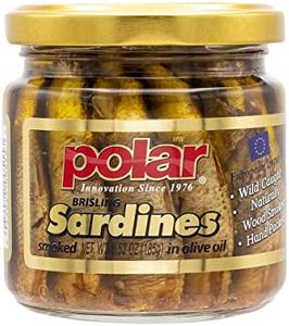 MW Polar Smoked Brisling Sardines in Olive Oil in glass Jar, Wild Caught, Kosher Certified, Natural Source of Omega 3, Hand Packed, Keto Friendly, Ready to Eat 6.52 oz (Pack of 12)