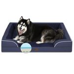 Casa Paw Memory Foam XXL Dog Bed with Bolsters, Cooling Dog Beds for Extra Large Dogs, Waterproof Orthopedic Dog Couch Bed with Removable Washable Cover and Nonskid Bottom(XX-large,Navy Blue)