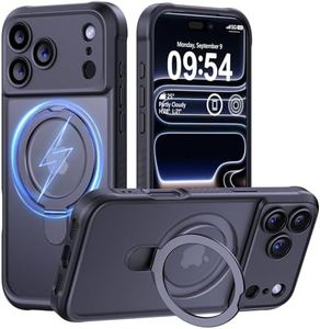 MOCCA Compatible with iPhone 17 Pro Case with Magnetic Invisible Stand [Full Camera Protection] [Compatible with Magsafe] Military Drop Shockproof Translucent Matte Phone Case Cover 6.3",Black