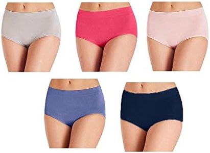 Carole Hochman Ladies' Seamless Brief, 5-Pack (Large, Navy Grey Blue)