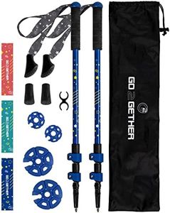 G2 Kid's Hiking Poles – Adjustable Telescopic Trekking Poles for Children / Aluminum Alloy/Adjustable Strap/Quick Flip Lock/ (Pack of 2 Poles/ Storage Bag), Blue