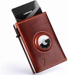 LORZOR AirTag Wallet - Full Grain Leather, Mens Minimalist Wallet with Apple Air Tag (2nd Generation) Holder, Slim Smart Pop up Card Case, ID Window, RFID Blocking, Front Pocket (AirTag Not Included)