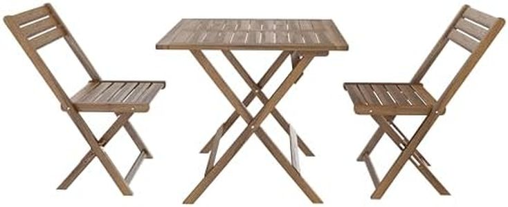 Set Tavolino E 2 Sedie Bistrot In Legno Acacia Portatile Pieghevole Facile Da Chiudere Comodo Trasporto Tavolo Quadrato Esterno Giardino Terrazza Campeggio Picnic Semplice Elegante 74 x 70 x 70 Cm