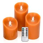 Aku Tonpa AKU TONPA Real Wax Flameless Candles Battery Operated LED Fake Candle Set with Remote Control and Timer for Halloween Decorations (Orange)