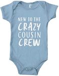 Tcombo New to The Crazy Cousin Crew - Newborn Bodysuit (Light Blue, Newborn)