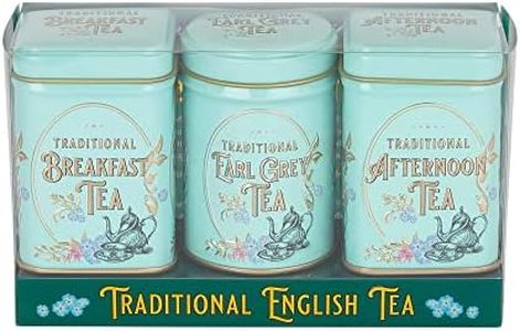 New English Teas Vintage Victorian Tea Tins with loose-leaf tea