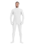 Aniler Men's and Women's Spandex Zentai Suit Adult Without Hood Full Body Costume Stretch Bodysuit (Medium, White)