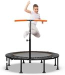 GYMAX 45'' Kids Trampoline, Foldable Fitness Rebounder with Adjustable T-Shaped Handrail and Anti-Slip Foot Pad, Mini Exercise Trampoline for Toddlers & Adult (Orange)