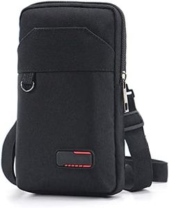 Travel Cell Phone Pouch Belt Pouch, Phone Holster Crossbody Bag with Shoulder Strap for iPhone Case Holder for Hand with Neck Lanyard Smartphone Walking Passport Wallet (Single Layer black)