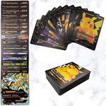 Premium Quality Cards L for Kids, Real V Max GX Special Addition High HP Trading Playing 55 Pcs Foil Card Assorted TCG Deck Box -Vmax Gx Rare Common-Rare Mystery… (Black Cards, 55 Pieces)