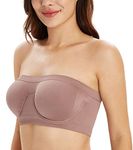 DotVol Women's Underwire Strapless Non Padded Multiway Bras Stretchy Tube Top Bandeau Bra(Purple Nude,XXL)