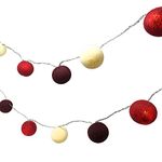 Blaze On Ambient Ball Fairy Lights (Red Tones) - Hand-Spun Cotton Balls - 20 Warm White LED Lights - Includes USB Mains Adapter with UK 3-Pin Plug - Indoor Decorative Lights - Low Voltage