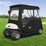 10L0L Golf Cart Enclosure 600D for EZGO TXT & RXV 2 Passenger, 4-Sided Clear PVC Window Rain Cover with Zipper Entry, Storage Black