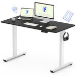 FLEXISPOT EN1 One Piece Standing Desk, 48 x 30 Inch Desktop Electric Adjustable Height Desk Home Office Computer Laptop Workstation Sit Stand up Desk (White Frame + 48" Black Top, 2 Packages)