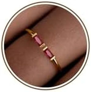 JSJOY Ruby Ring Peridot Ring Birthstone Rings for Women Gold Rings That Don't Tarnish Friend Gifts for Women Gifts for Mom