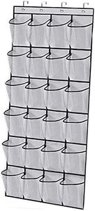 Over The Door Shoe Organizer,24 Large Mesh Pockets,Door Hangering Shoe Storage Bag,White(59" x 22")