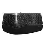 DELUX Wired Ergonomic Split Keyboard with Wrist Rest, Ergo Keyboard with 2 USB Hubs, Natural Typing for Reduce Hand Pressure, 107 Keys, for Windows and Mac (GM901U)