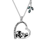 AOBOCO Funny Panda Daughter Necklace Sterling Silver Heart Pendant, Green Austria Crystals, Always My Daughter Forever My Friend, Gifts for Daughter Daughter-in-law Stepdaughter Adopted Daughter