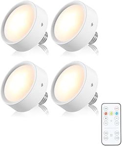 Vitnucrol 4 Pack Battery Operated Light Bulbs, AA Battery Powered LED Puck Light with Remote Control,E26 Wireless Dimmable Light for Wall Sconces Lamp Non Electric Fixtures Home Emergency Backup