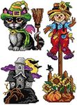 Counted Cross-Stitch Kit on Plastic Canvas with Halloween Patterns. 3 Allhallows Eve Ornaments Different Dimensions 111CS. Superb for Craft & Embroidery Amateurs