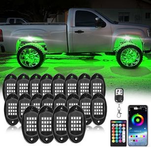 20Pods RGB LED Rock Lights Kit with APP/RF Remote Control, Car Underglow Lights with Dual Zone Brake Multicolor Neon Underbody Light Waterproof 12V for Trucks Pickup Jeep SXS Golf Cart ATV UTV RZR