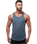 Jed North Men's DRI-FIT Microfiber Bodybuilding Stringer Tank Top Y-Back Racerback Charcoal Grey