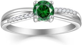 Viskyna Infinity Promise Ring for Her 925 Sterling Silver Birthstone Engagement Ring Wedding Eternity Anniversary Statement Ring for Women, Gemstone, Emerald