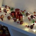 GloBrite Christmas Garland with Lights | Christmas Garland, Fireplace Garland | 2M Christmas Door Garland | 20 LEDs Pre Lit Garland, Xmas Garland, Christmas Fireplace Garland, Christmas Stair Garland