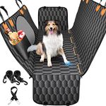 Donlinno Dog Car Seat Cover, Dolinno Covers for Back of Car, Cover with Big Mesh Window, Scratchproof Dogs Trucks, SUVs 2 Belts & 1 Pocket, Black, 54''W x 58''L, (GD101AB)