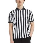 TopTie Sportwear Men's Pro-Style Referee Shirt with Quarter Zipper for Basketball Football Soccer-M