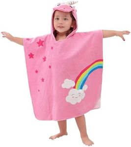 LOLANTA Kids Terry Cloth Cover UPs Children's Hooded Bath Towels Dinosaur, Boys Beach Towel Pool Poncho Swim 100% Cotton (Pink Unicorn,1-3T)