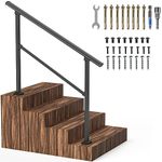 KUNZHEN Handrails for Outdoor Steps,4 Steps Metal Handrail,Black Wrought Iron Railing for Wooden Steps,Handrails for Concrete Steps,Hand Rails for Indoor/Outdoor Steps for Elderly(3-5 Steps)…