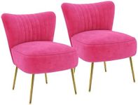 HOMCOM Modern Armless Accent Chairs Set of 2, Upholstered Slipper Chairs for Bedroom, Velvet Wingback Living Room Chairs with Gold Steel Legs and Tufted Back, Pink