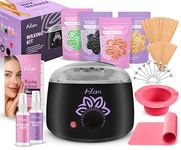 AZAM All-in-one At Home Waxing Kit for Hair removal,Wax pot Waxing Professiona+4 Pack Hard Wax Beads+Silicone Bowl 2 Treatment Oils Wax Kit Accessories Wax Warmer for Full Body Waxing